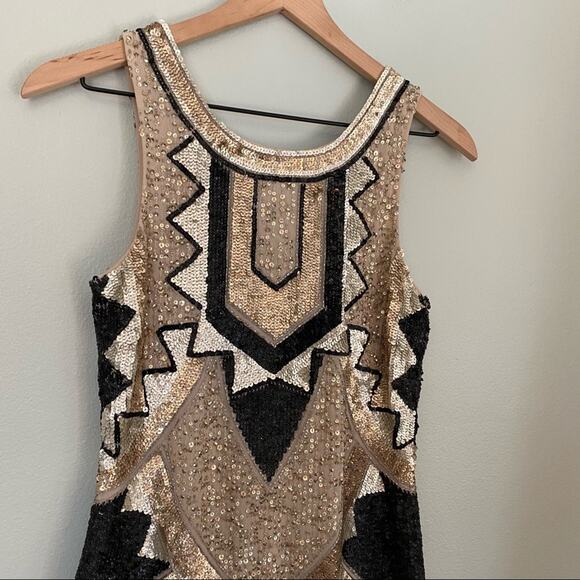 Needle & Thread Gold Sequin Mini Dress 4 - Picture 9 of 11